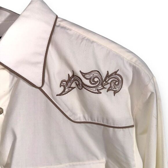 Patroncito USA Off-White Pearl Snap Cowboy Western Shirt Size M - Picture 7 of 13
